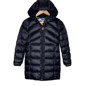 Ivivva Lululemon Long Down Puffer Jacket Coat Girls Size 8 Black Toast & Coast